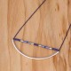 Collier tube en argent et perle Miyuki bleu marine