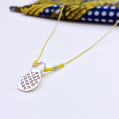 Collier ananas et perle Miyuki jaune