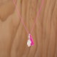 Collier plume et pompon rose flashy