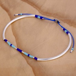 Bracelet tube perle Miyuki bleu roi et vert aqua