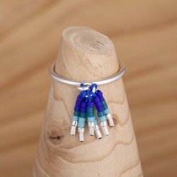 Bague breloque Miyuki bleu roi et vert émeraude